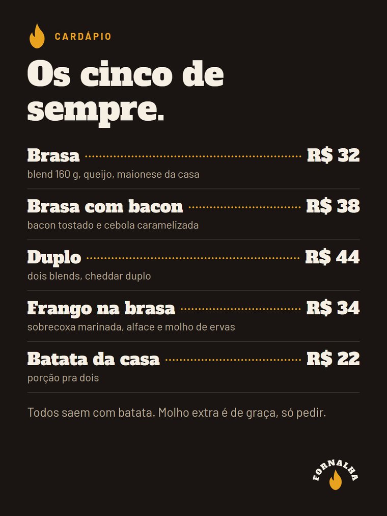 Peça de cardápio