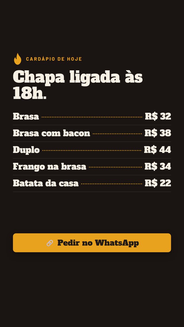Story de cardápio
